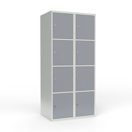 Skoleskab 2x400 Lige tag 4 rum i højden Grå ståldør Greb for hængelås – image 1