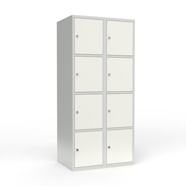 Skoleskab 2x400 Lige tag 4 rum i højden Hvid ståldør Greb for hængelås – image 1