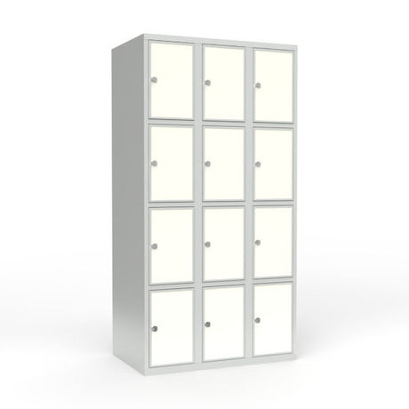 Skoleskab 3x300 Lige tag 4 rum i højden Hvid laminatdør Greb for hængelås – image 1