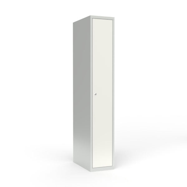 Skoleskab 1x300 Lige tag 1 rum i højden Hvid ståldør Cylinderlås – image 1