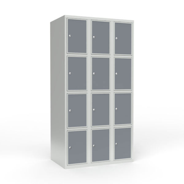 Skoleskab 3x300 Lige tag 4 rum i højden Lys grå laminatdør Cylinderlås – image 3