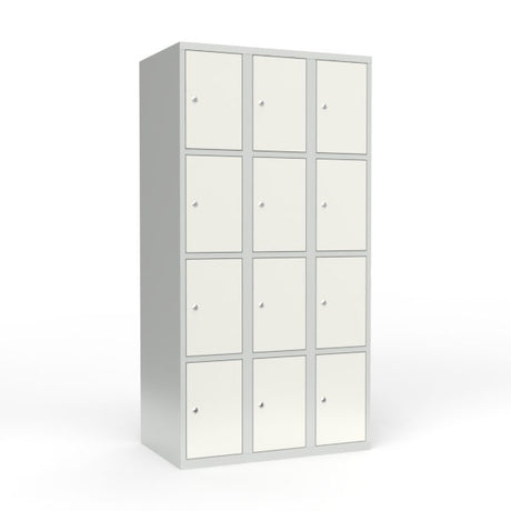 Skoleskab 3x300 Lige tag 4 rum i højden Hvid ståldør Cylinderlås – image 1