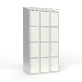 Skoleskab 3x300 Skråt tag 4 rum i højden Hvid ståldør Cylinderlås – image 3