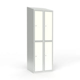 Skoleskab 2x300 Skråt tag 2 rum i højden Hvid laminatdør Cylinderlås – image 3