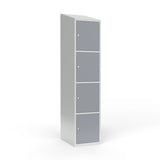 Skoleskab 1x400 Skråt tag 4 rum i højden Grå ståldør Cylinderlås – image 1