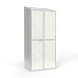 Skoleskab 2x400 Skråt tag 2 rum i højden Hvid ståldør Cylinderlås – image 1