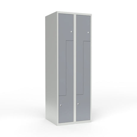 Skoleskab 2x300 Lige tag, Z-dør Grå ståldør Cylinderlås – image 1
