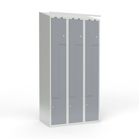 Skoleskab 3x300 Skråt tag, Z-dør Grå ståldør Cylinderlås – image 1