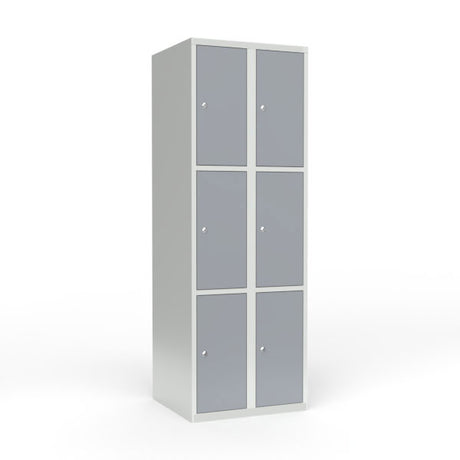 Skoleskab 2x300 Lige tag 3 rum i højden Grå ståldør Cylinderlås – image 1