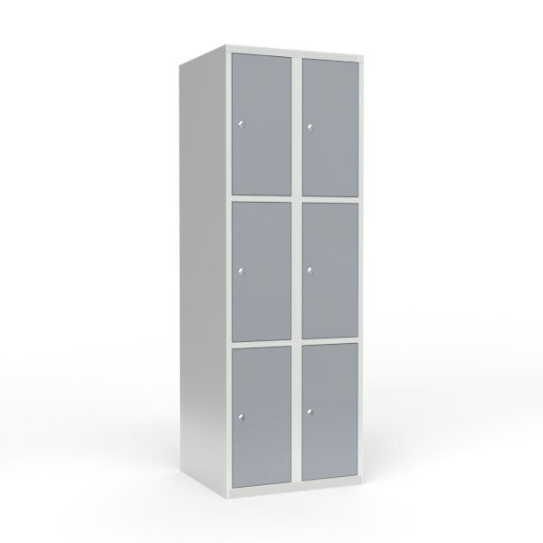 Skoleskab 2x300 Lige tag 3 rum i højden Grå ståldør Cylinderlås – image 1