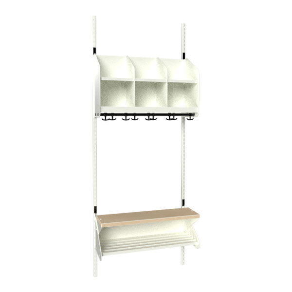 Sonesson BST Kombination D, Startsektion 3 pladser B 750 mm, hvid – Børnegarderober