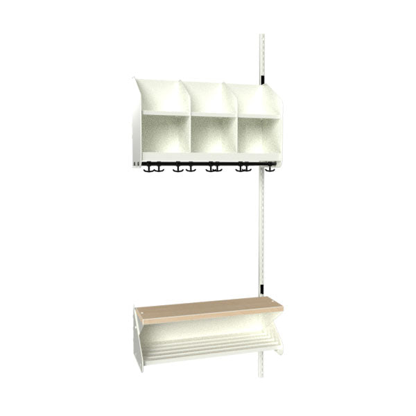 Sonesson BST Kombination D, Påbygningssektion 3 pladser B 750 mm, hvid – Børnegarderober