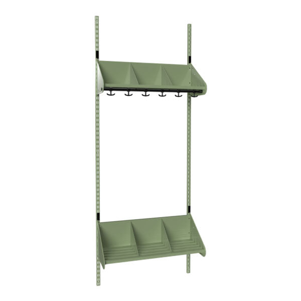 Sonesson BST Kombination E, Startsektion 3 pladser B 750 mm, grøn – Børnegarderober