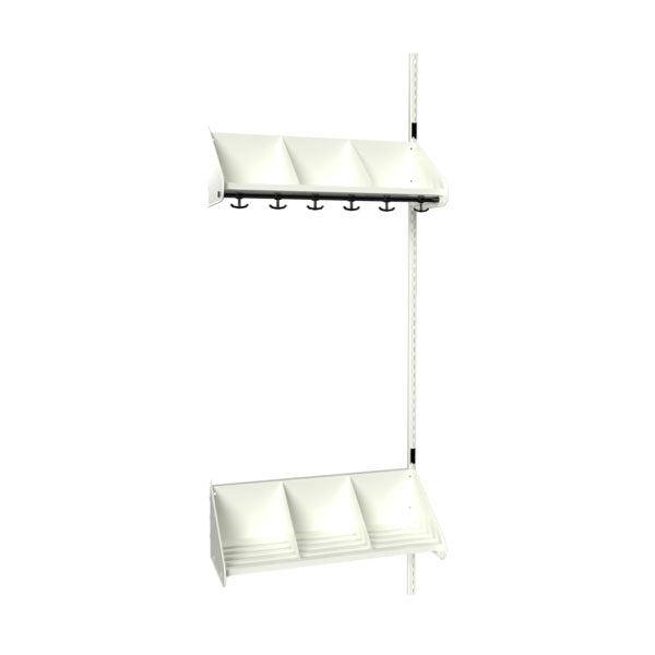 Sonesson BST Kombination E, Påbygningssektion 3 pladser B 750 mm, hvid – Børnegarderober