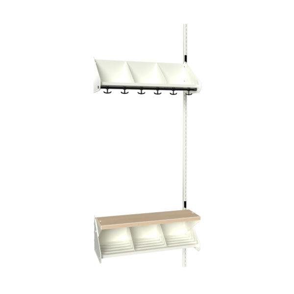 Sonesson BST Kombination G, Påbygningssektion 3 pladser B 750 mm, hvid – Børnegarderober