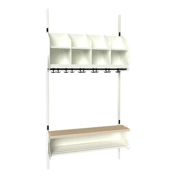 Sonesson BST Kombination D, Startsektion 4 pladser B 1000 mm, hvid – Børnegarderober
