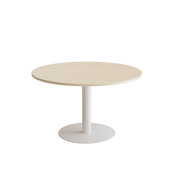 Form o Miljö Bord Cirkum, Ø1200mm, højde 720 mm, birk laminat med hvidt stel – Kantineborde