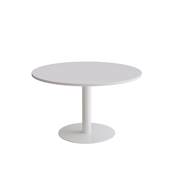 Form o Miljö Bord Cirkum, Ø1200mm, højde 720 mm, grå laminat  med hvidt stel – Kantineborde