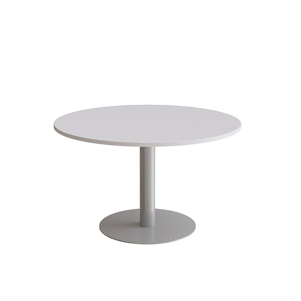 Form o Miljö Bord Cirkum, Ø1200mm, højde 720 mm, grå laminat  med alugråt stel – Kantineborde