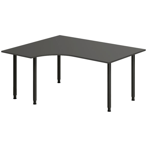 Ergoff Skrivebord DNA, Antracit 1600x1200 mm Venstre I-ben/Sort – Skriveborde (billede 1)
