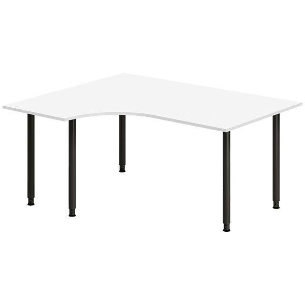 Ergoff Skrivebord DNA, Hvid 1600x1200mm Venstre I-ben/Sort – Skriveborde (billede 1)