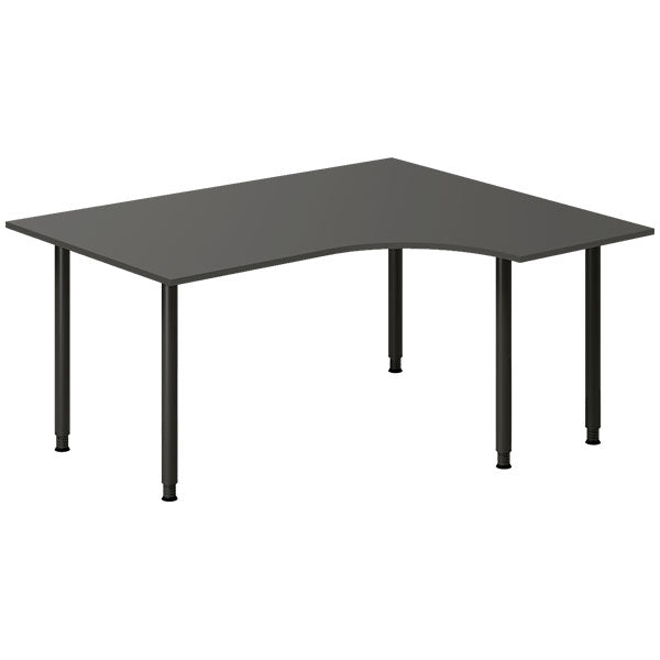Ergoff Skrivebord DNA, Antracit 1600x1200 mm Højre I-ben/Sort – Skriveborde (billede 1)
