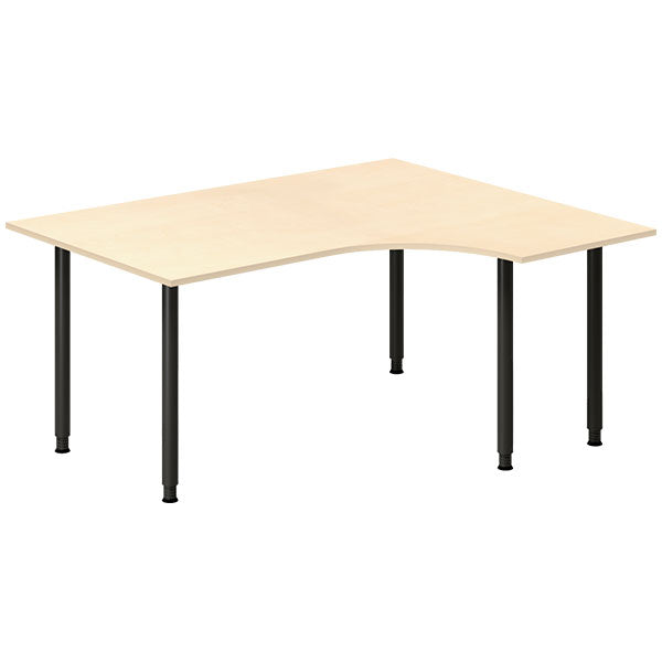 Ergoff Skrivebord DNA, Birk 1600x1200 mm Højre I-ben/Sort – Skriveborde (billede 1)