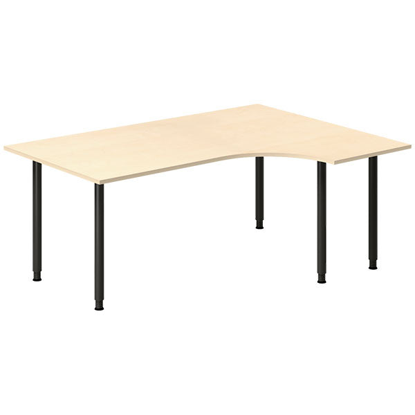 Ergoff Skrivebord DNA, Birk 1800x1200 mm Højre I-ben/Sort – Skriveborde (billede 1)