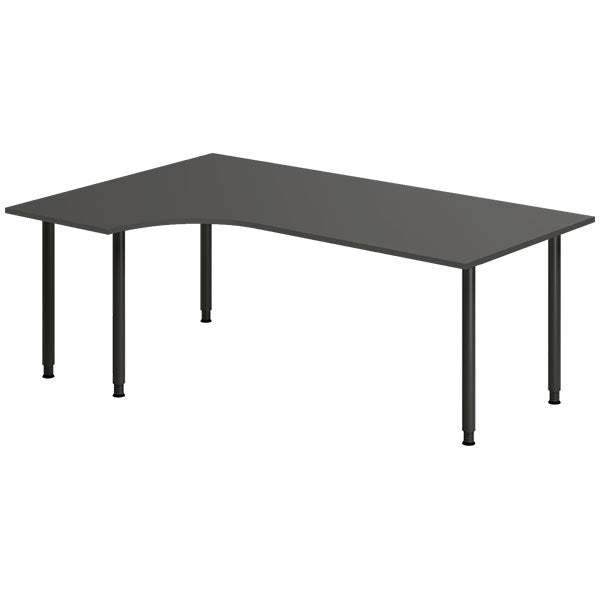 Ergoff Skrivebord DNA, Antracit 2000x1200 mm Venstre I-ben/Sort – Skriveborde (billede 1)