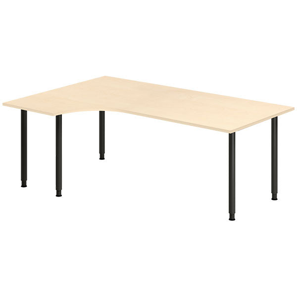 Ergoff Skrivebord DNA, Birk 2000x1200 mm Venstre I-ben/Sort – Skriveborde (billede 1)