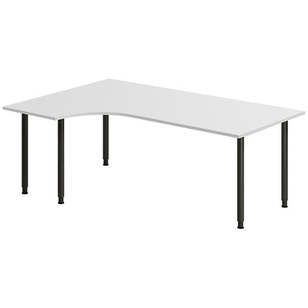 Ergoff Skrivebord DNA, Lysgrå 2000x1200 mm Venstre I-ben/Sort – Skriveborde (billede 1)
