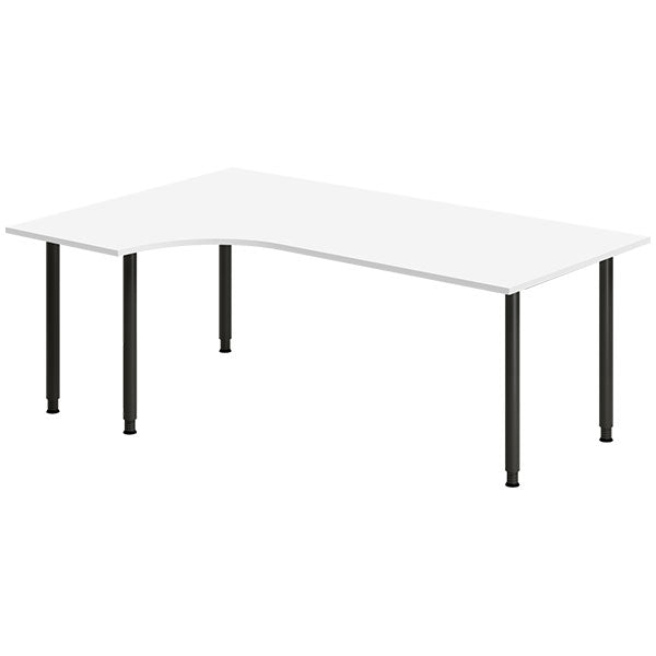 Ergoff Skrivebord DNA, Hvid 2000x1200mm Venstre I-ben/Sort – Skriveborde (billede 1)