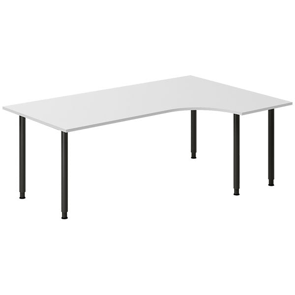 Ergoff Skrivebord DNA, Lysgrå 2000x1200 mm Højre I-ben/Sort – Skriveborde (billede 1)