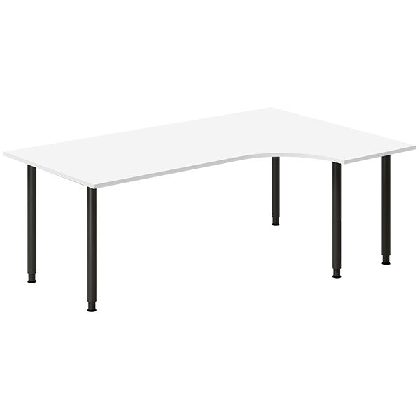 Ergoff Skrivebord DNA, Hvid 2000x1200mm Højre I-ben/Sort – Skriveborde (billede 1)