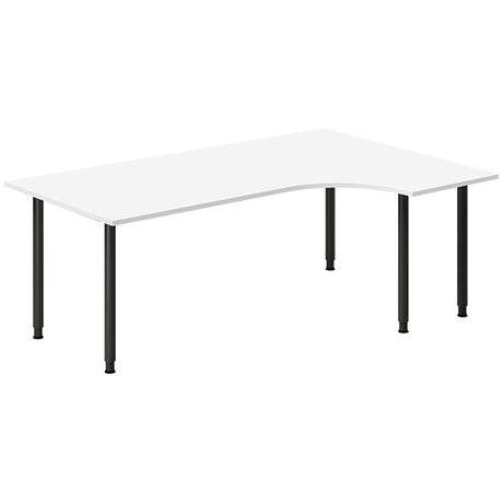 Ergoff Skrivebord DNA, Hvid 2000x1200mm Højre I-ben/Sort – Skriveborde (billede 1)