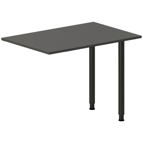 Ergoff Skrivebord, tilbyg DNA Antracit 1000x600 mm I-ben Sort – Skrivebordstilbyg (billede 1)