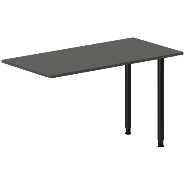 Ergoff Skrivebord, tilbyg DNA Antracit 1200x600 mm I-ben Sort – Skrivebordstilbyg (billede 1)