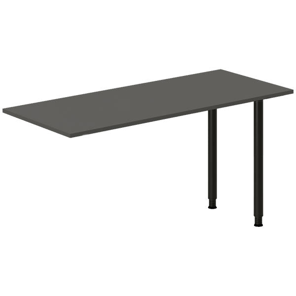 Ergoff Skrivebord, tilbyg DNA Antracit 1400x600 mm I-ben Sort – Skrivebordstilbyg (billede 1)