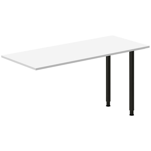 Ergoff Skrivebord, tilbyg DNA Hvid 1400x600mm I-ben Sort – Skrivebordstilbyg (billede 1)
