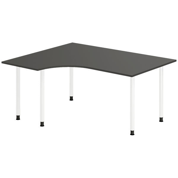 Ergoff Skrivebord DNA, Antracit 1600x1200 mm Venstre I-ben/Hvid – Skriveborde (billede 1)