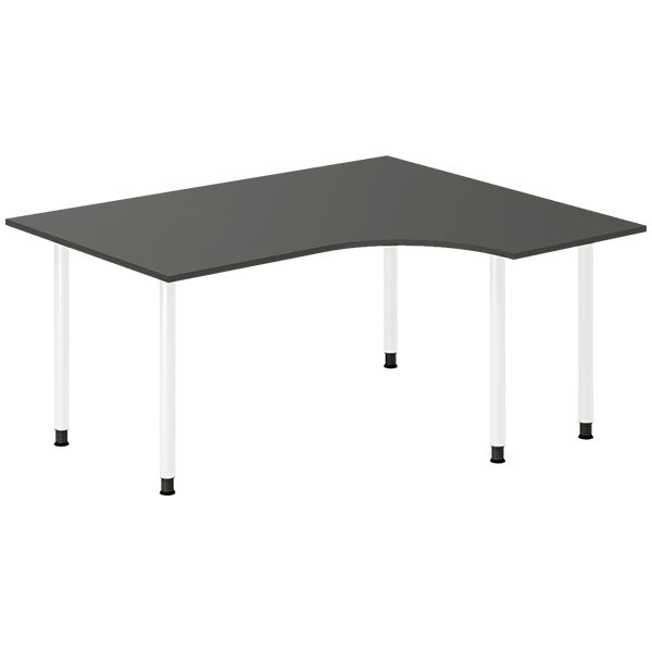 Ergoff Skrivebord DNA, Antracit 1600x1200 mm Højre I-ben/Hvid – Skriveborde (billede 1)