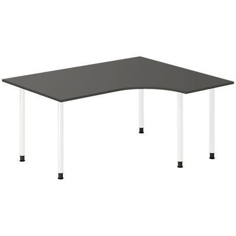Ergoff Skrivebord DNA, Antracit 1600x1200 mm Højre I-ben/Hvid – Skriveborde (billede 1)