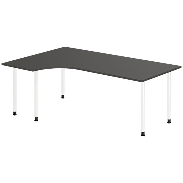 Ergoff Skrivebord DNA, Antracit 2000x1200 mm Venstre I-ben/Hvid – Skriveborde (billede 1)