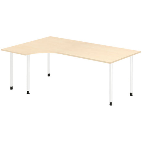 Ergoff Skrivebord DNA, Birk 2000x1200 mm Venstre I-ben/Hvid – Skriveborde (billede 1)