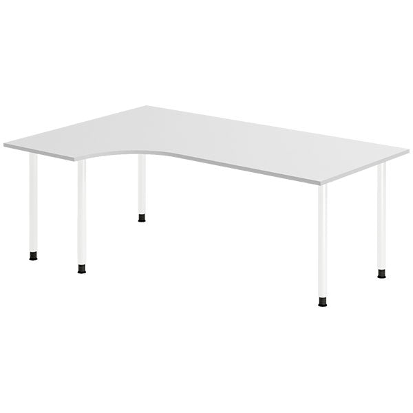 Ergoff Skrivebord DNA, Lysgrå 2000x1200 mm Venstre I-ben/Hvid – Skriveborde (billede 1)