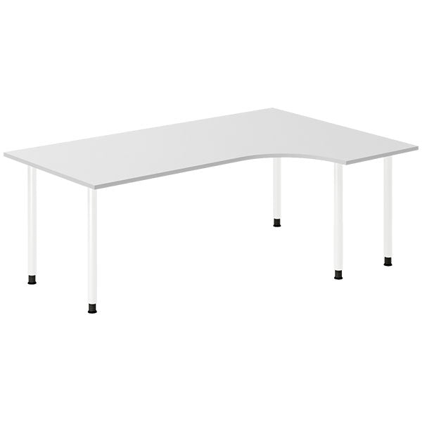 Ergoff Skrivebord DNA, Lysgrå 2000x1200 mm Højre I-ben/Hvid – Skriveborde (billede 1)