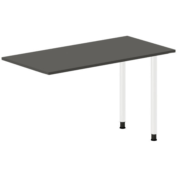 Ergoff Skrivebord, tilbyg DNA Antracit 1200x600 mm I-ben Hvid – Skrivebordstilbyg (billede 1)