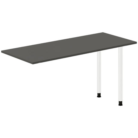 Ergoff Skrivebord, tilbyg DNA Antracit 1400x600 mm I-ben Hvid – Skrivebordstilbyg (billede 1)