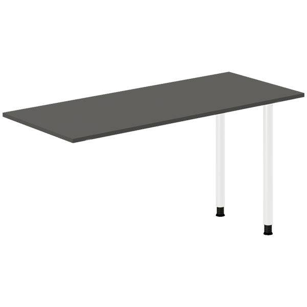 Ergoff Skrivebord, tilbyg DNA Antracit 1400x600 mm I-ben Hvid – Skrivebordstilbyg (billede 1)