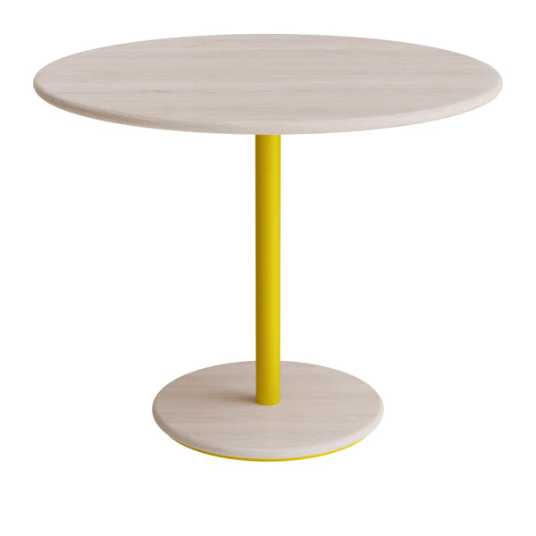 Bord Donut, Ø900 mm, højde 720 mm, hvidpigmenteret ask på gult understel – image 2